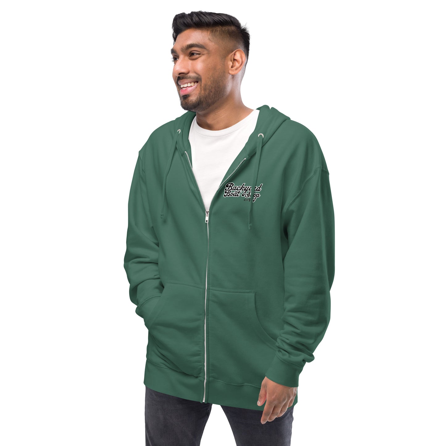 Back Print Unisex fleece zip up hoodie